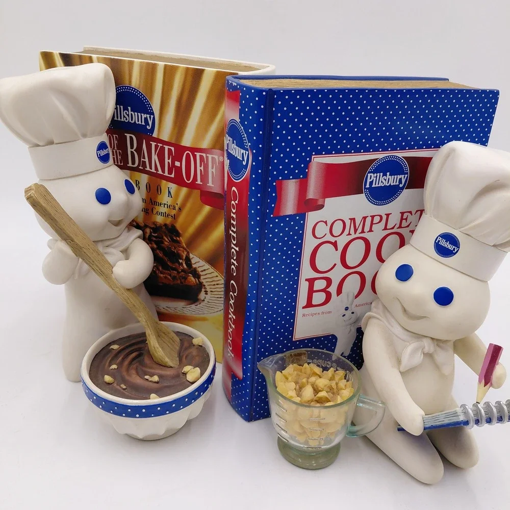 Vtg Pillsbury Doughboy Danbury Mint Bookends Set Poppin Fresh Kitchen Decor